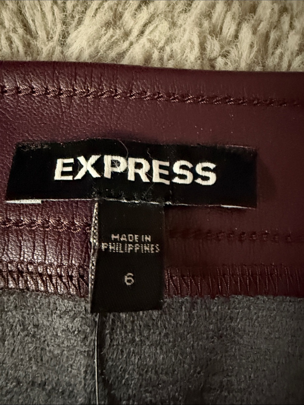Faux Leather Maroon Skirt - Picture 4 of 4